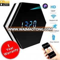 Wifi Camera Alarm Clock Hidden Camera 4500mAh HD 1080P With IR Night Vision Motion Detection Alarm Wall Clock Camera Mini dv