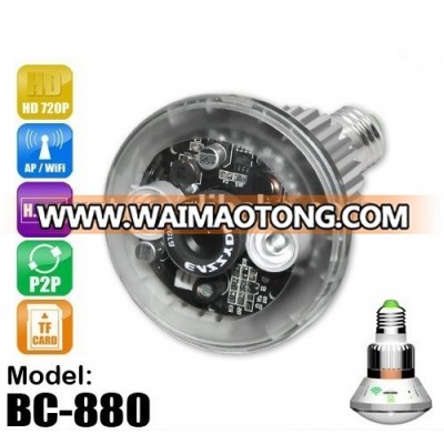 Eazzy DV BC-880 Series, Bulb WiFi/AP HD720P P2P IP Network Camera Email Alert, Night Vision, Circular Storage